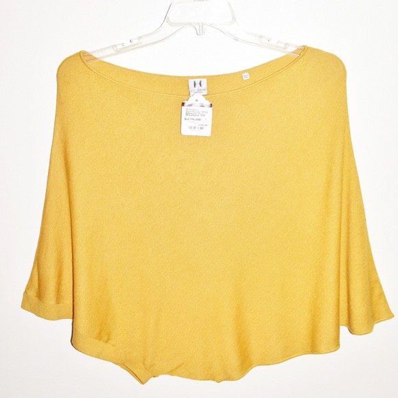 Halston Heritage One Sleeve Top Mustard Silk Cashmere - Picture 3 of 6
